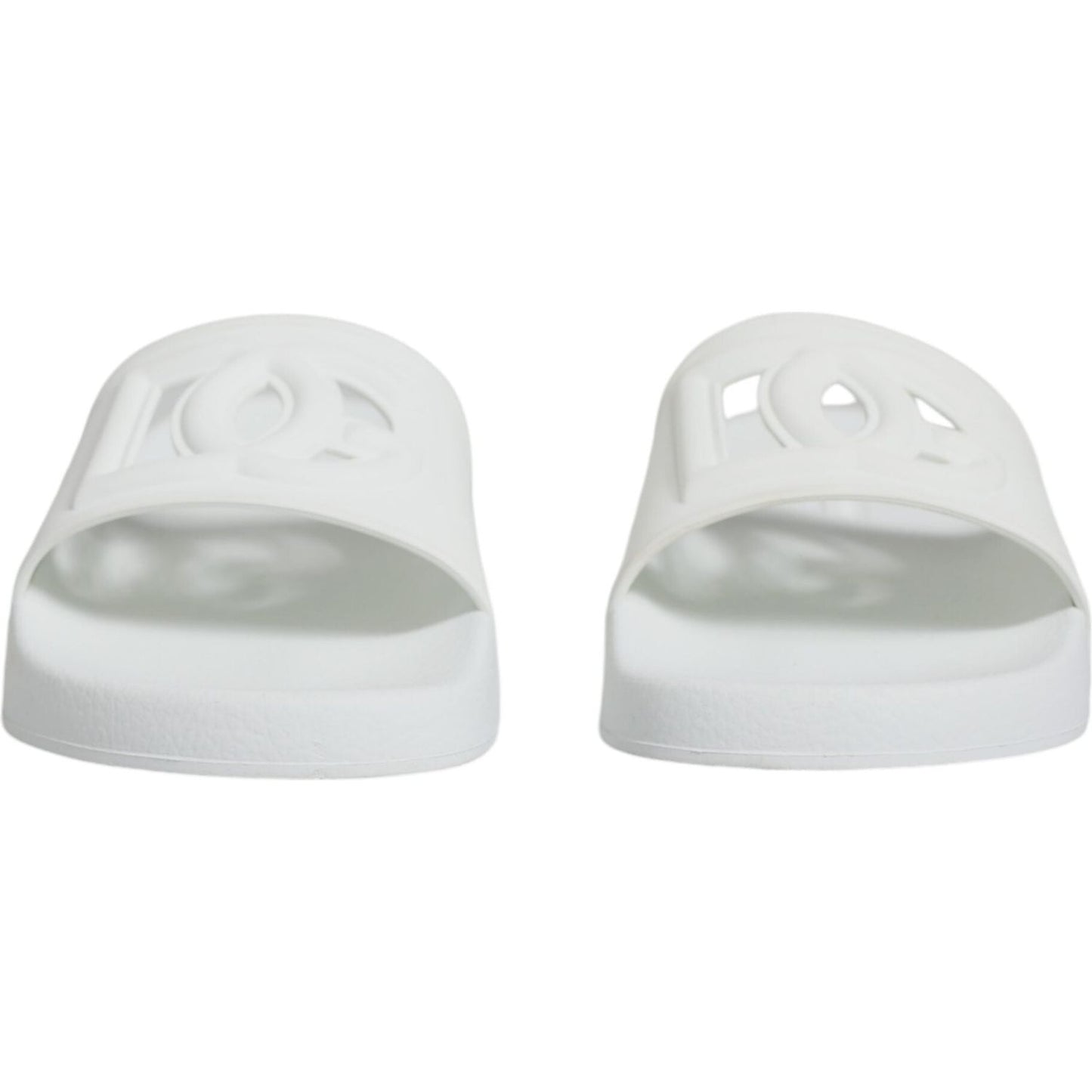 Dolce & Gabbana White Rubber Slides Sandals Beachwear Shoes LA11759-37