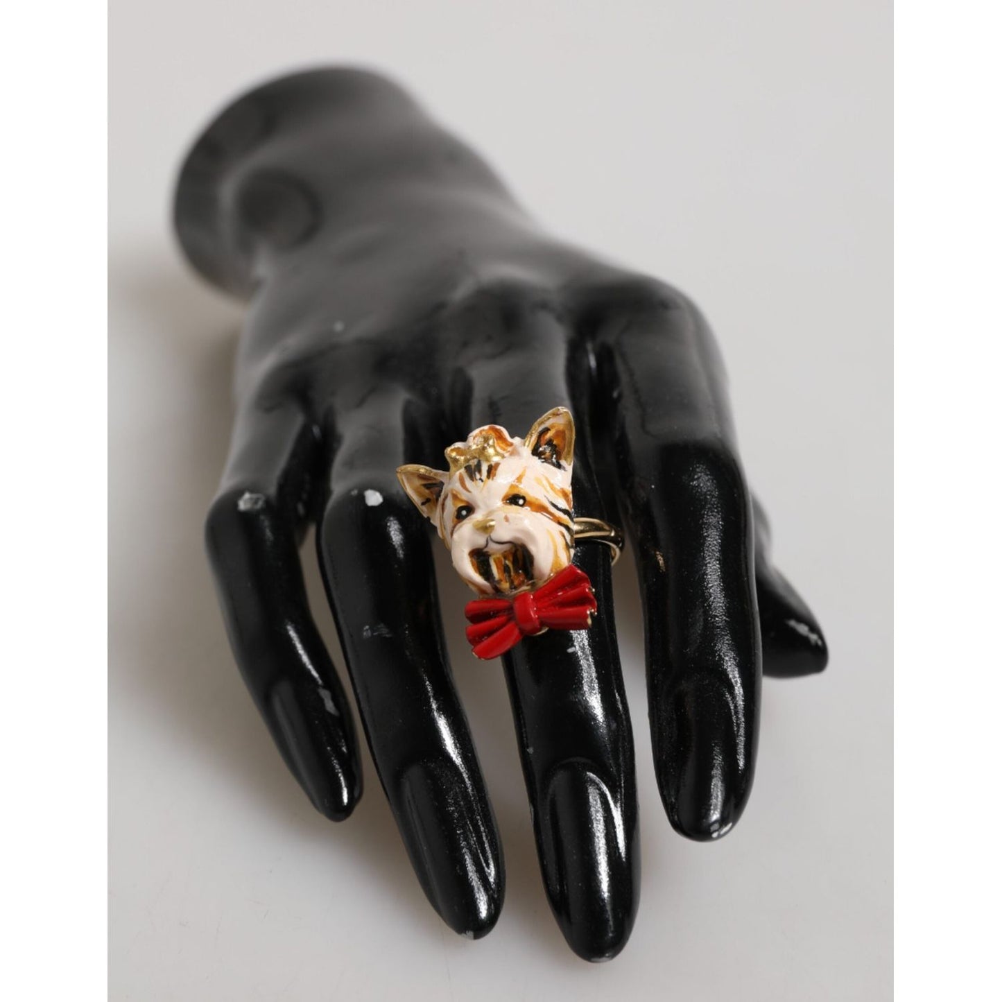 Dolce & Gabbana Gold Brass Resin Beige Dog Pet Accessory Ring SMY11231-51