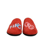 Dolce & Gabbana Red Suede DG King Men House Slippers Shoes display front view with logo detailing