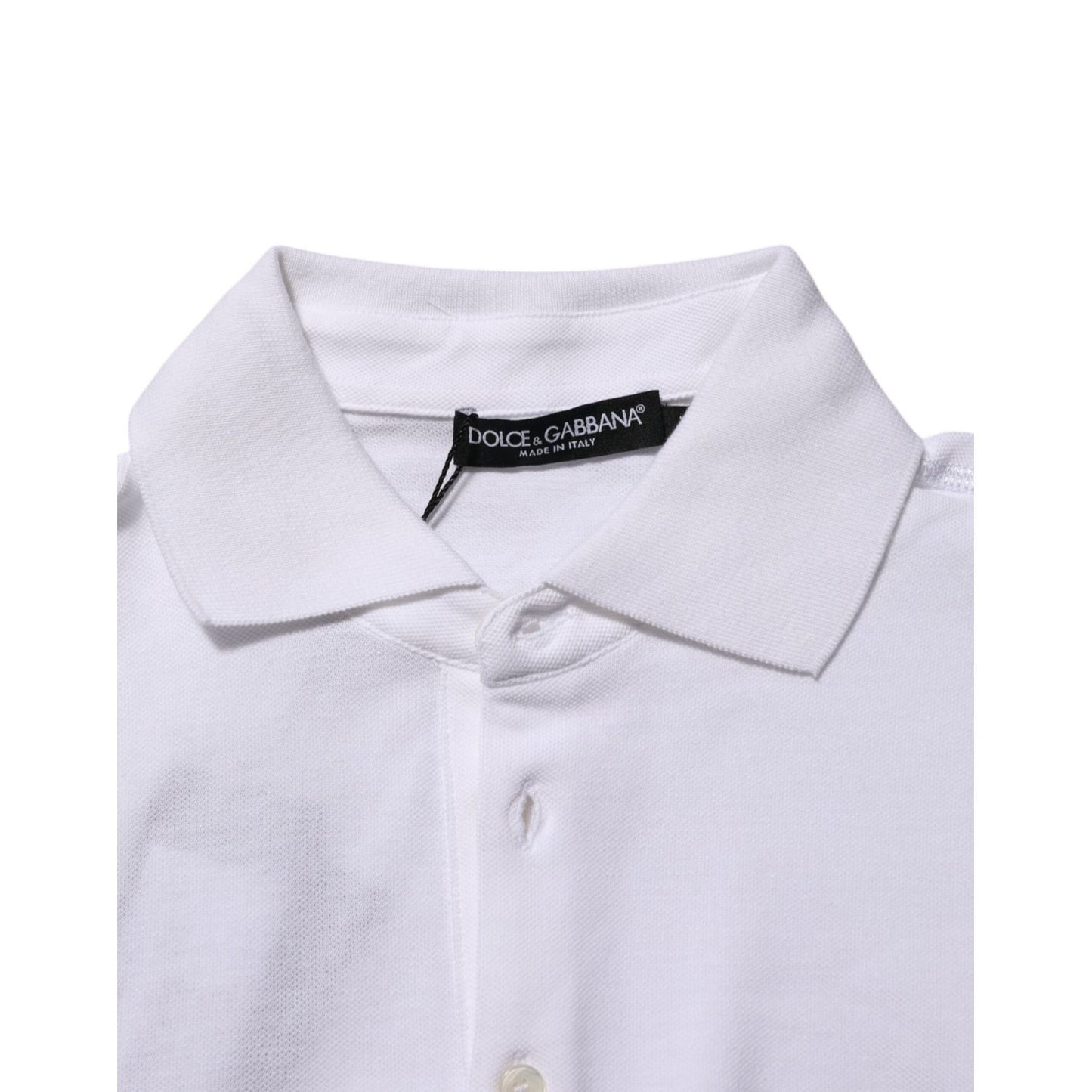 Dolce & Gabbana White Collared Short Sleeves Polo Men T-shirt with classic collar and button closure, made from high-quality cotton.
