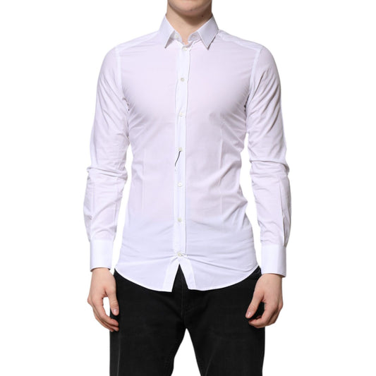 Dolce & Gabbana White Cotton GOLD Long Sleeves Dress Shirt