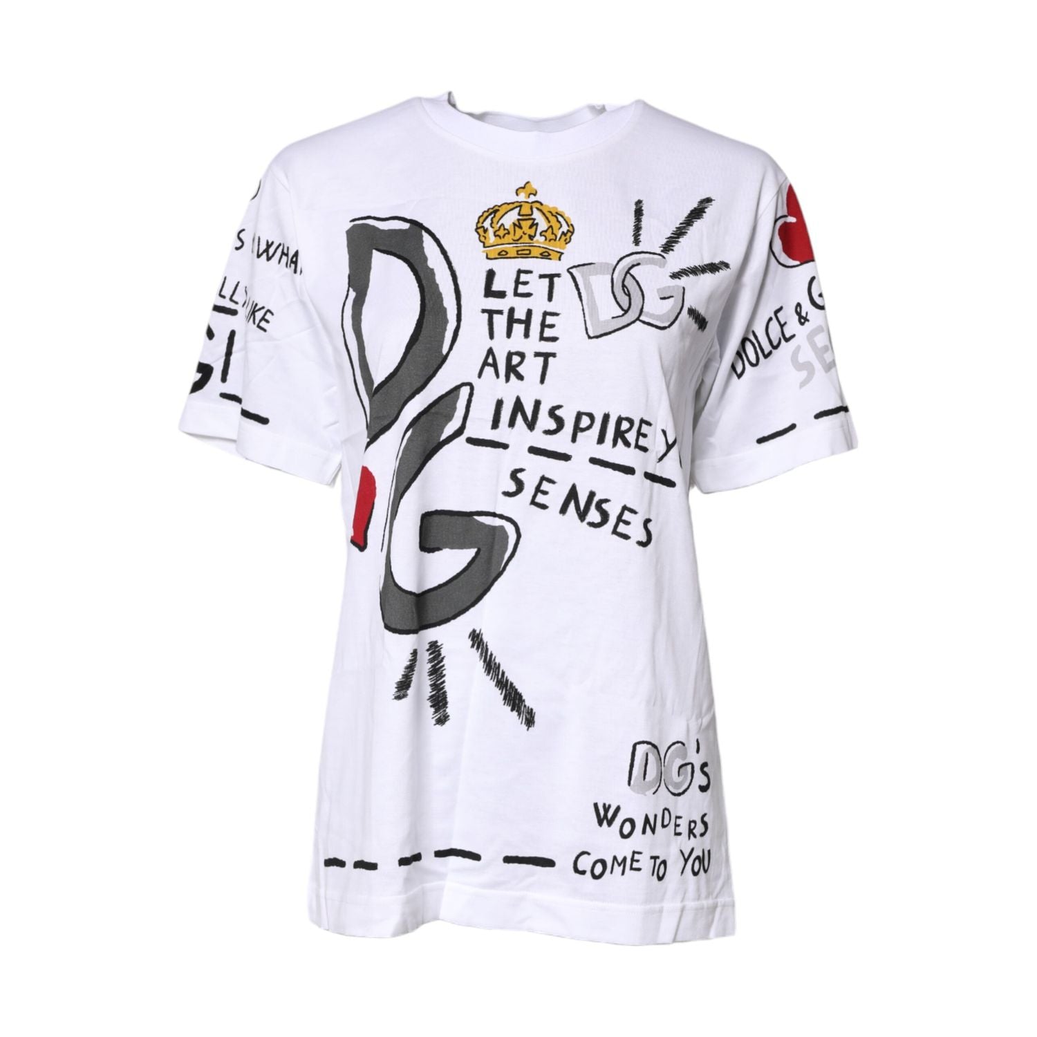 Dolce & Gabbana White Short-Sleeved Printed Jersey T-shirt