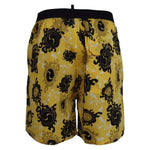 Dsquared² Yellow Black Printed Nylon Beachwear Shorts Swimwear BIK1664-48