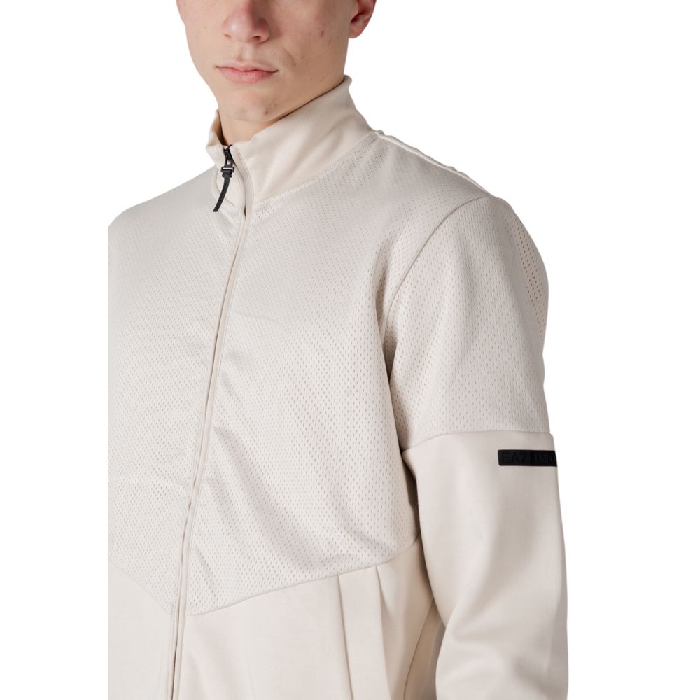 EA7 Emporio Armani Beige Cotton Sweatsuit showing chest and shoulder detailing