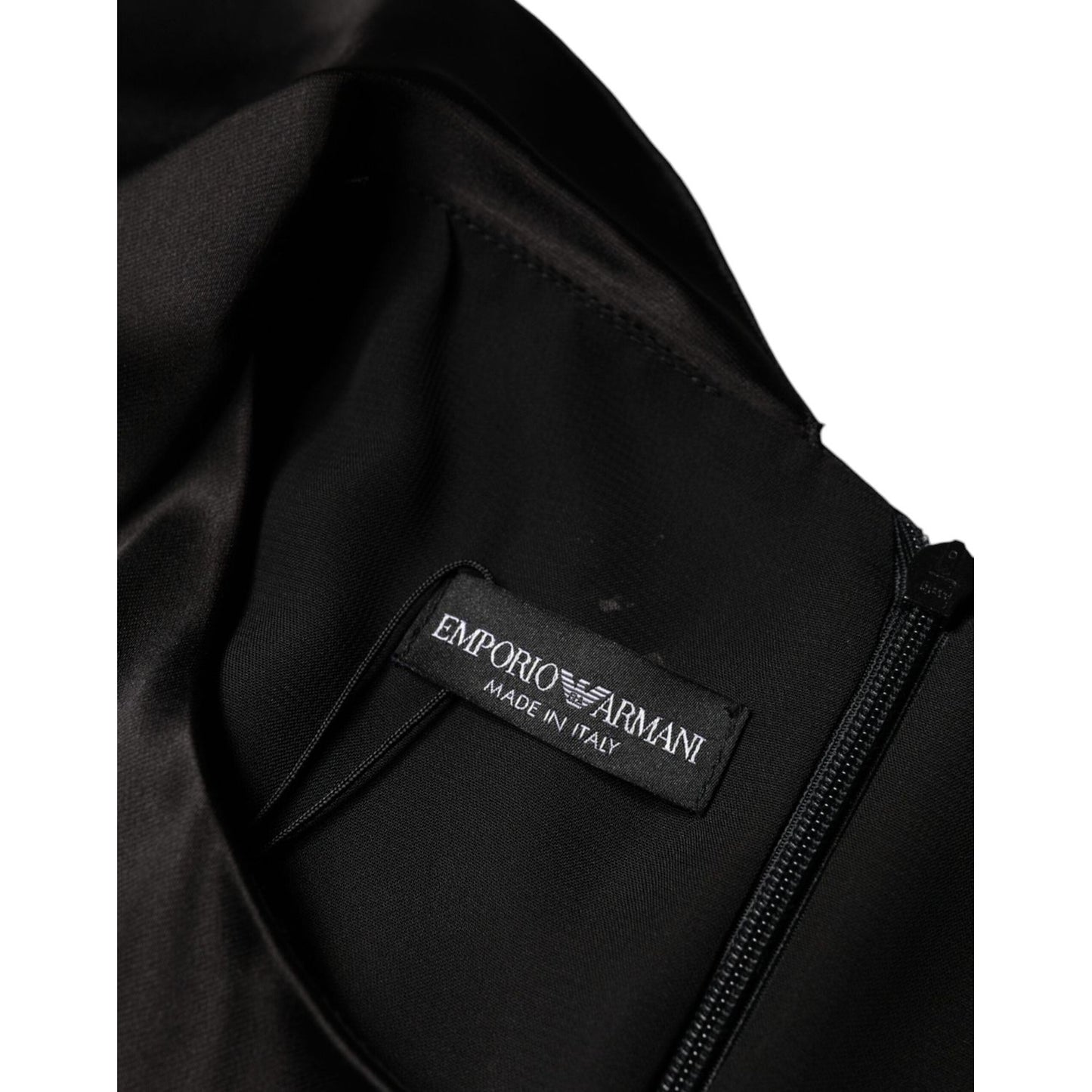 Emporio Armani Black Satin Long Sleeves Wrap Sheath Mini Dress DR81471-42