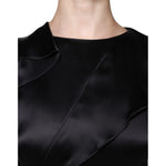 Emporio Armani Black Satin Long Sleeves Wrap Sheath Mini Dress DR81472-40