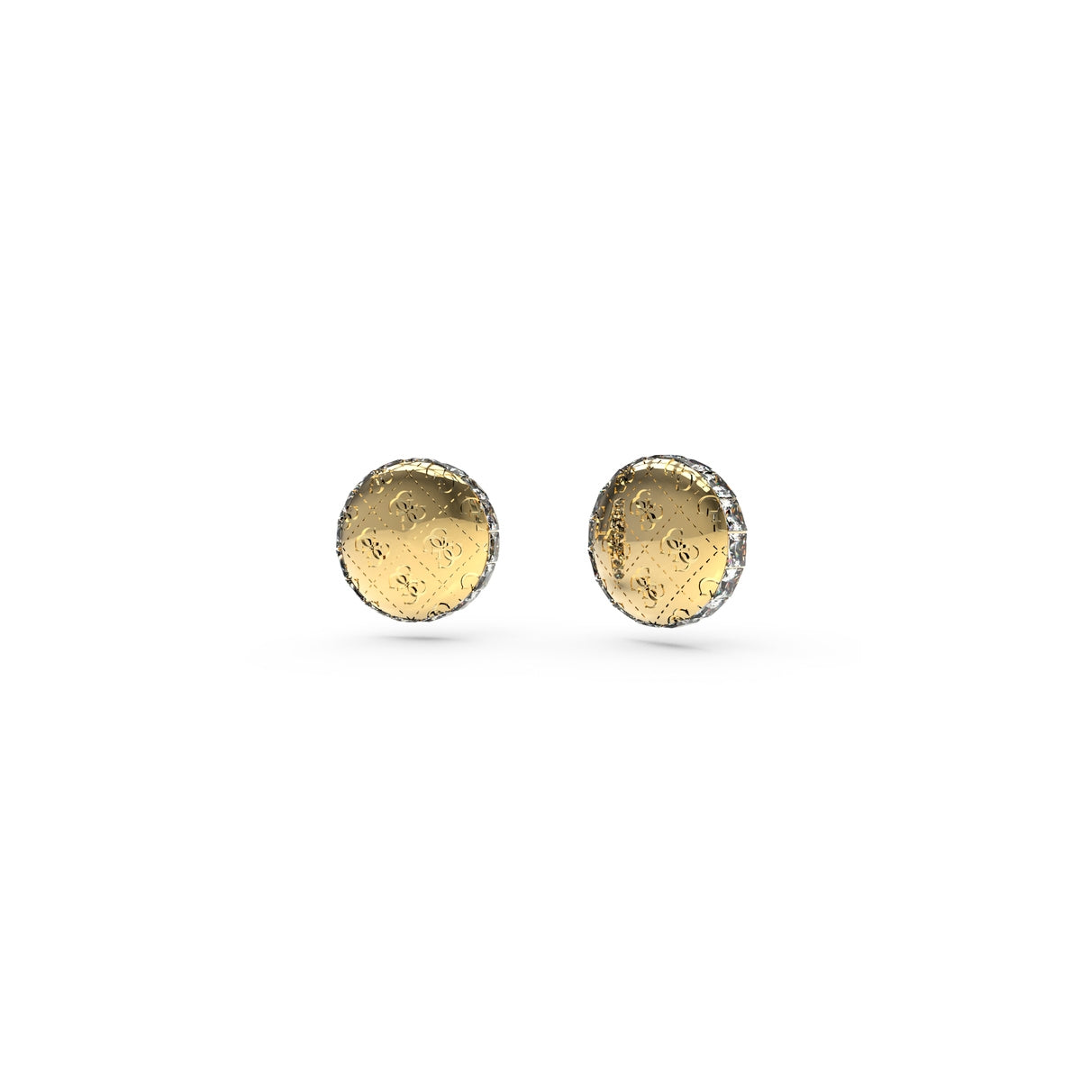 Gold stud earrings from GUESS JEWELS JEWELRY Mod. JUBE04265JWYGT-U on a white background.