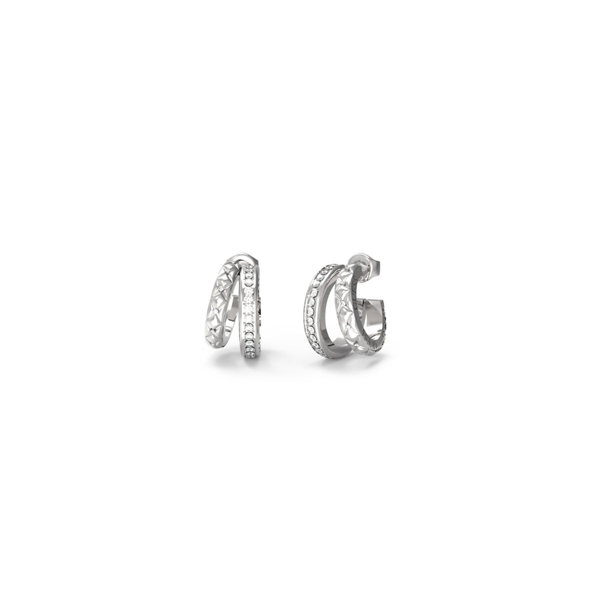 GUESS JEWELS JEWELRY Mod. JUBE04587JWRHT-U silver earrings with sparkling detailing, elegant and stylish design.