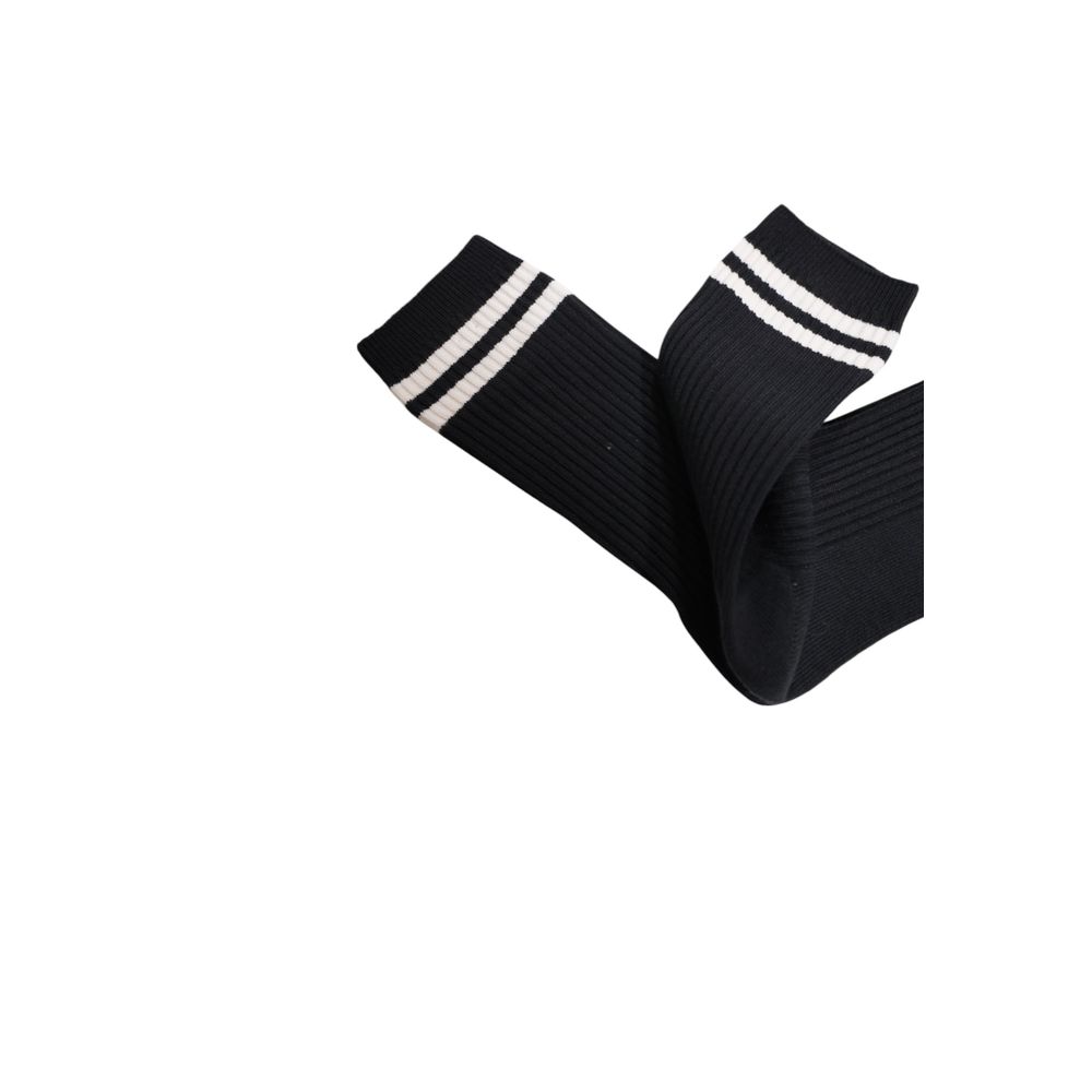 Guess Active Black Cotton Socks with ribbed design and double stripes
