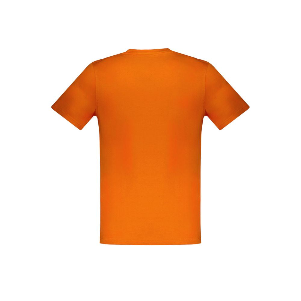 Harmont & Blaine Orange Cotton T-Shirt, short sleeve, narrow fit, crew neck with embroidery and logo.