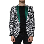 John Richmond Black White Checkered Crystal Single Breasted Blazer JKT41236-48