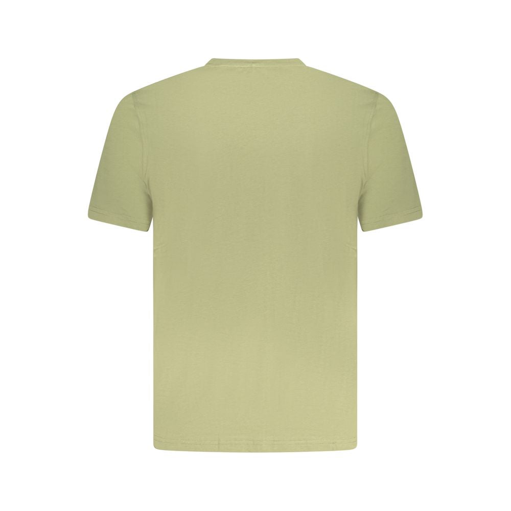 K-WAY Green Cotton T-Shirt, short-sleeved crew neck with logo print.