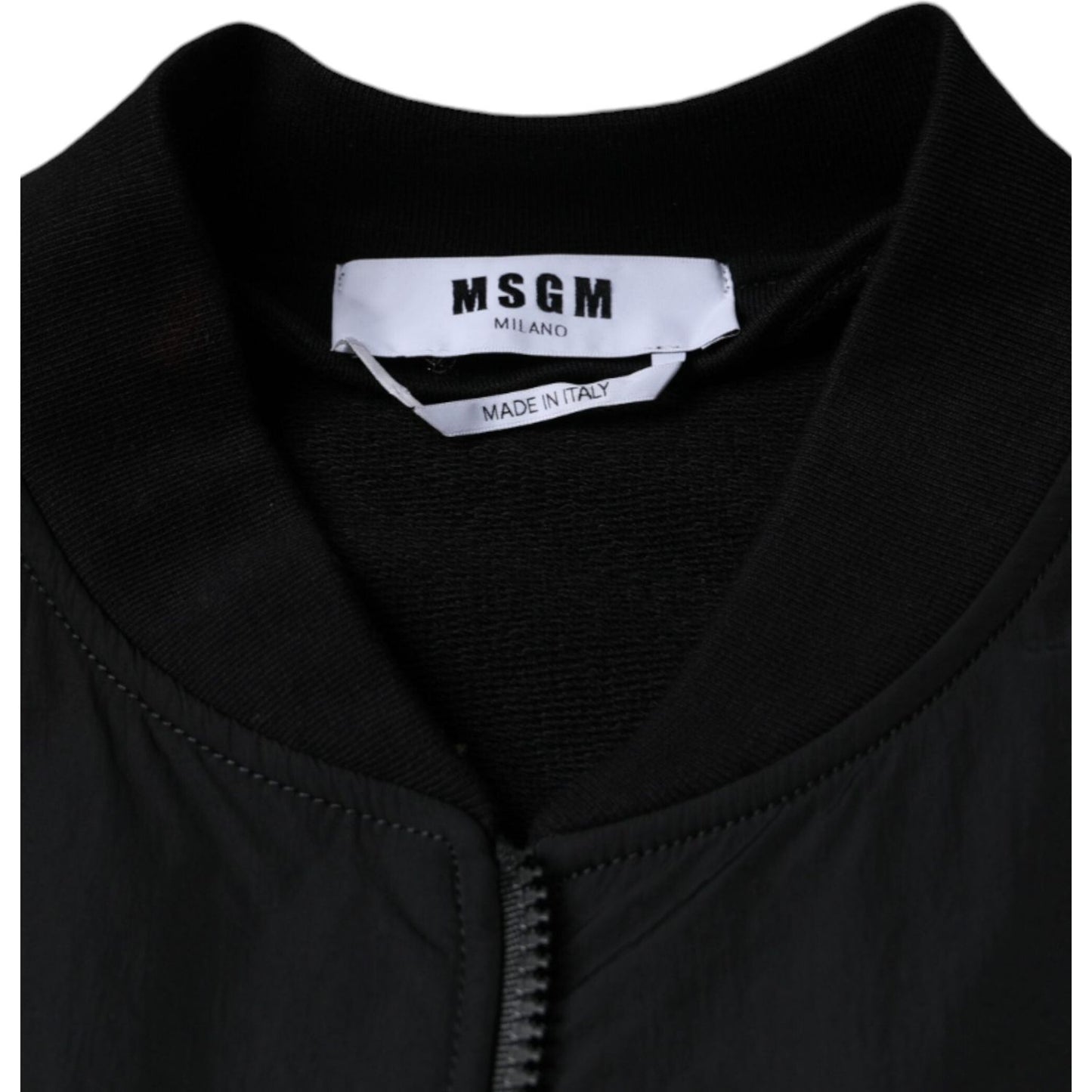 MSGM Black Cotton Full Zip Bomber Long Sleeves Jacket JKT41226-48