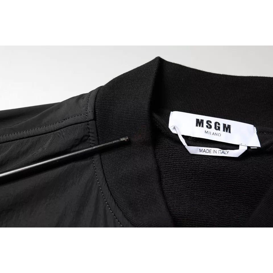 MSGM Black Cotton Full Zip Bomber Long Sleeves Jacket JKT41226-48