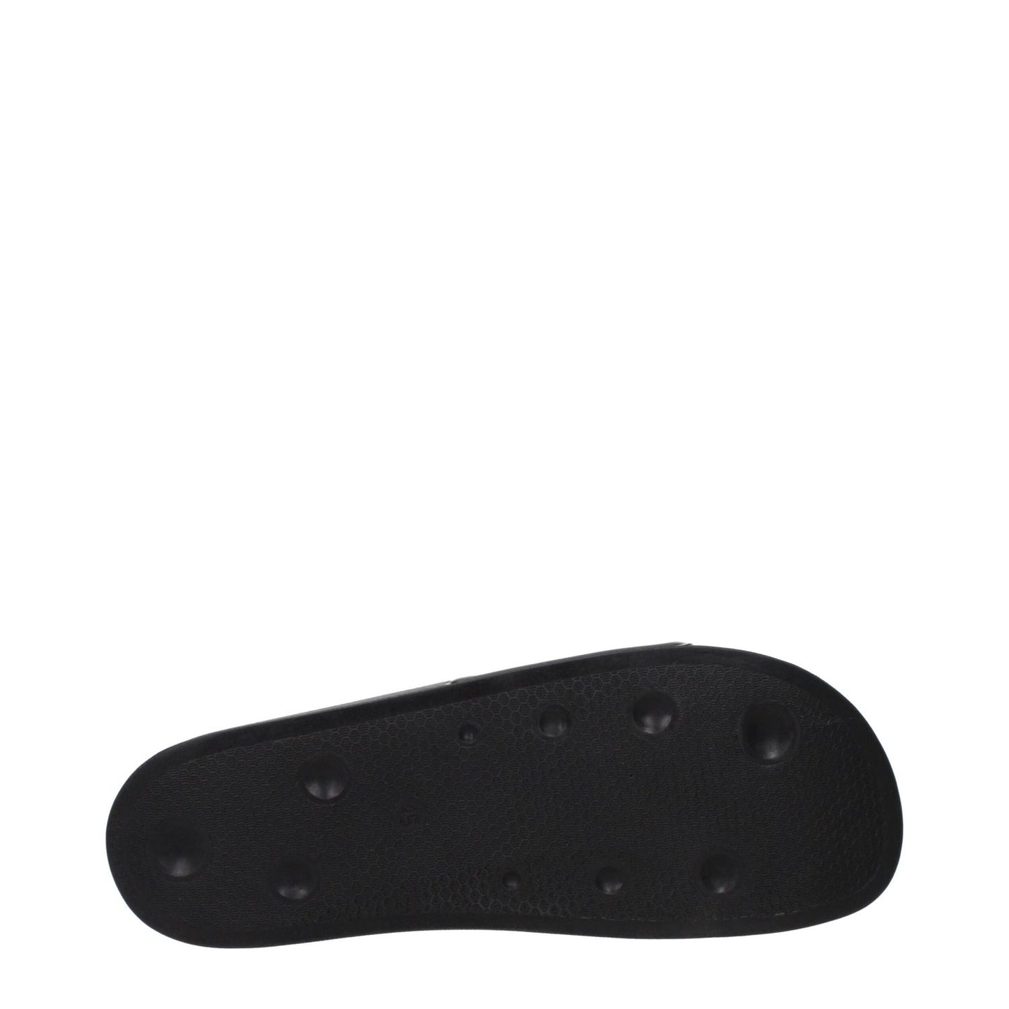 Sole view of Marcelo Burlon Black Cotton Slippers with rubber sole and front logo design.