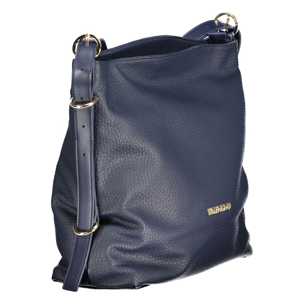 Mario Valentino Blue Polyethylene Handbag with adjustable shoulder handle, internal pockets, contrasting details, and zip closure