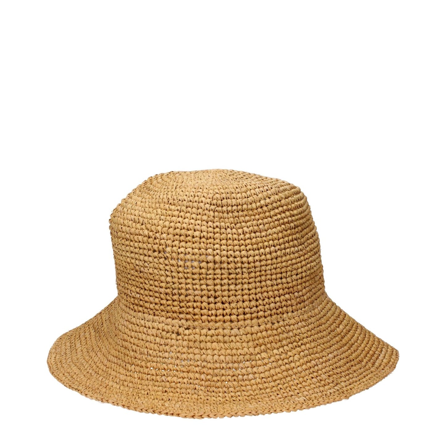 Max Mara Beige Raffia Bucket Hat with front logo