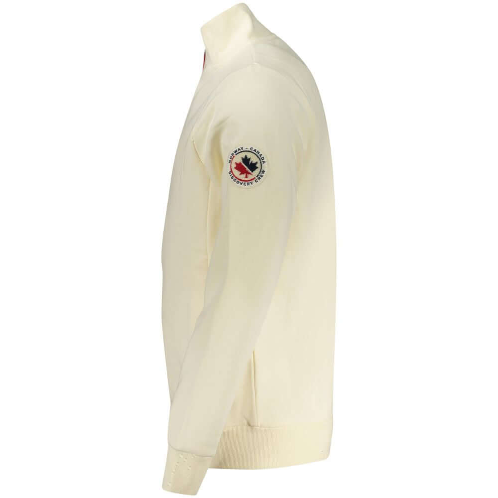 Norway 1963 White Cotton Sweatshirt with long sleeves, 2 zip pockets, applique logo on side.