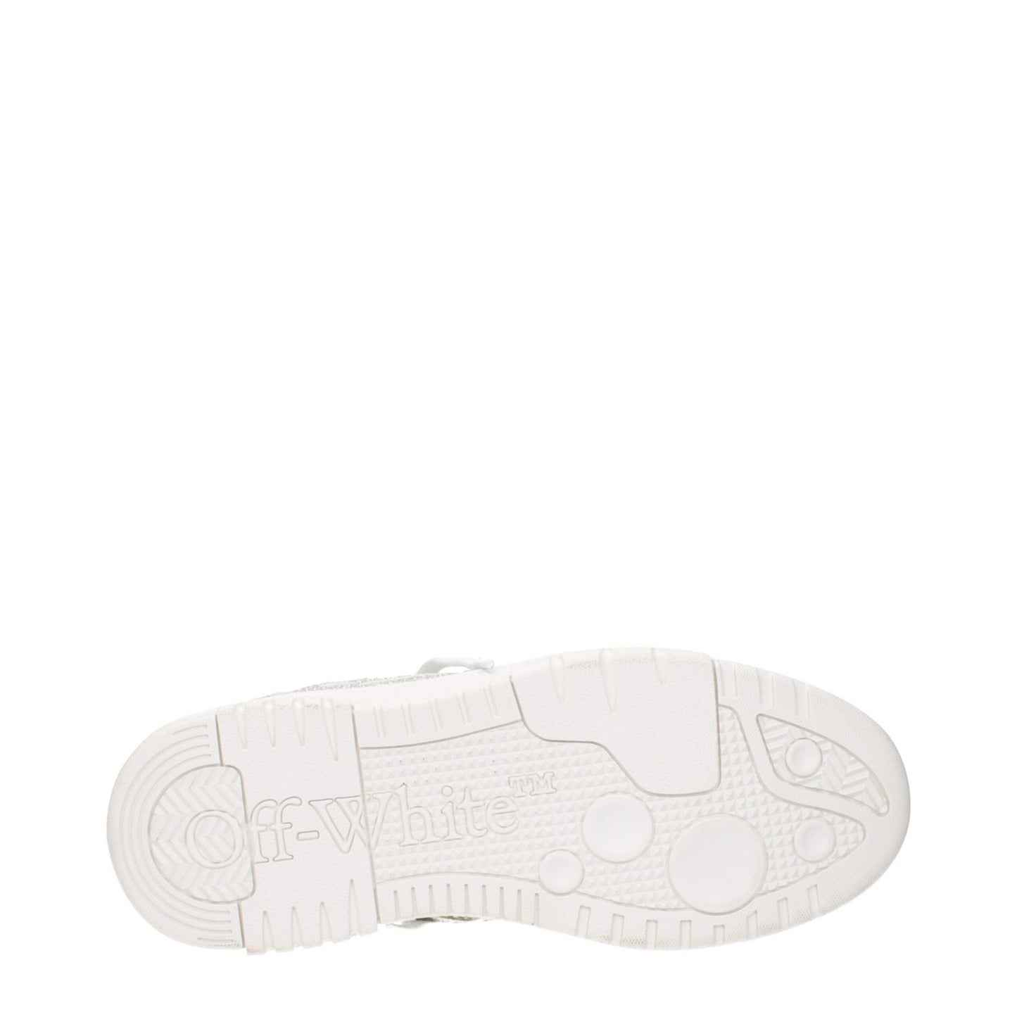Sole view of Off-White Beige Leather Low Top Sneakers with logo and intricate design details
