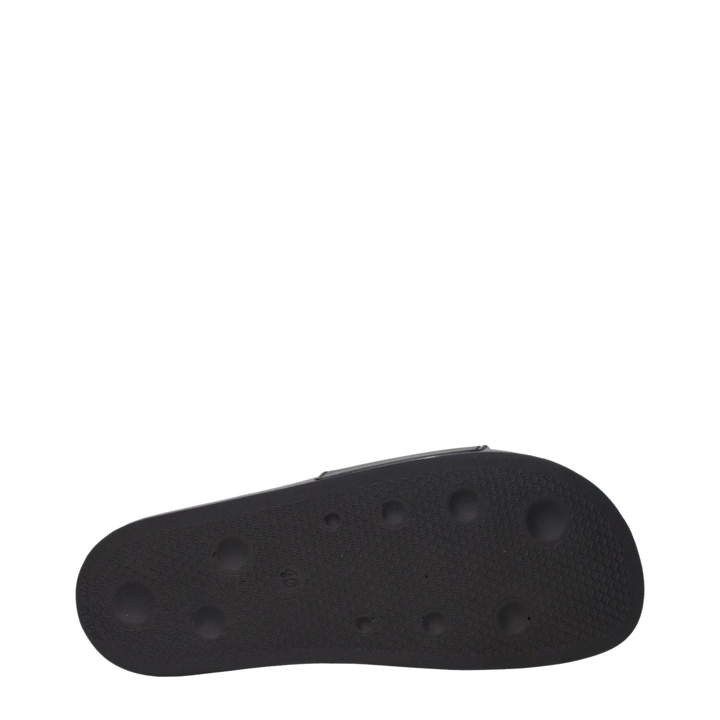 Bottom view of Palm Angels Black Cotton Slippers, MPN PMIC010PLA0011010, rubber sole, featuring front logo design, product code F84873.