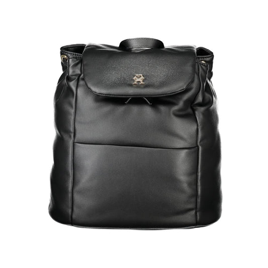 Tommy Hilfiger Black Polyester Women Backpack with sleek design and external pocket
