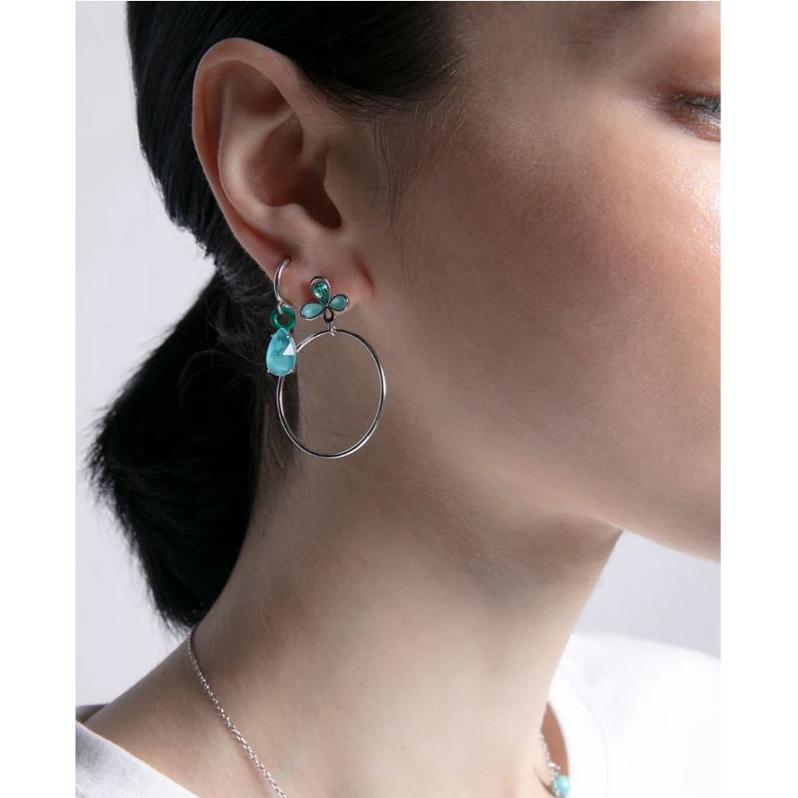 Woman wearing VICEROY JEWELS Mod. 13196E000-93 earrings in silver 925° with quartz analog movement, multifunction, 35mm case