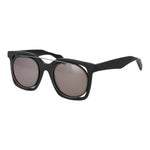 Yohji Yamamoto Gray Unisex Sunglass with square grey monel frame and brown lenses, full-rim style, 100% UVA & UVB protection.