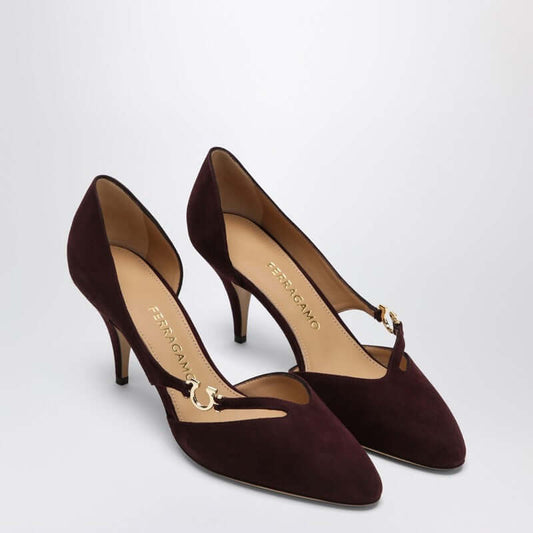 Ferragamo Pumps with Gancini detail Dark Barolo