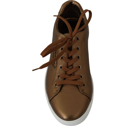 Dolce & Gabbana Gold Leather Mens Casual Sneakers