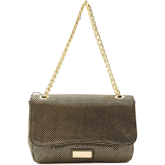 Pompei Donatella Black Leather Women Crossbody Bag A1042SERENA_OroGold