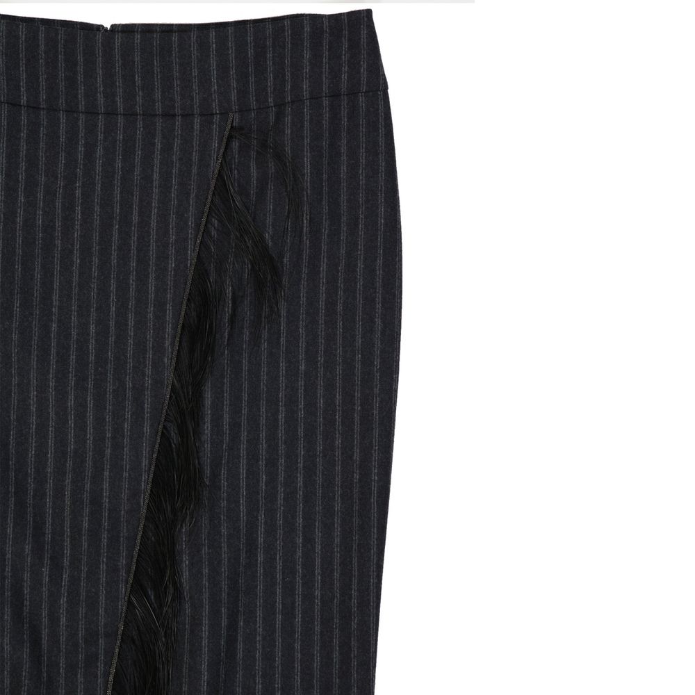 Brunello Cucinelli Gray Virgin Wool Long Skirt