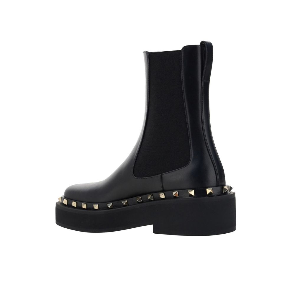 Valentino Garavani Black Calfskin Flat Boots
