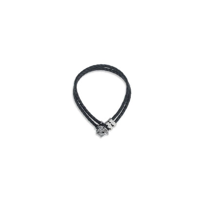 Versace Black Calf Leather Bos Taurus Bracelet