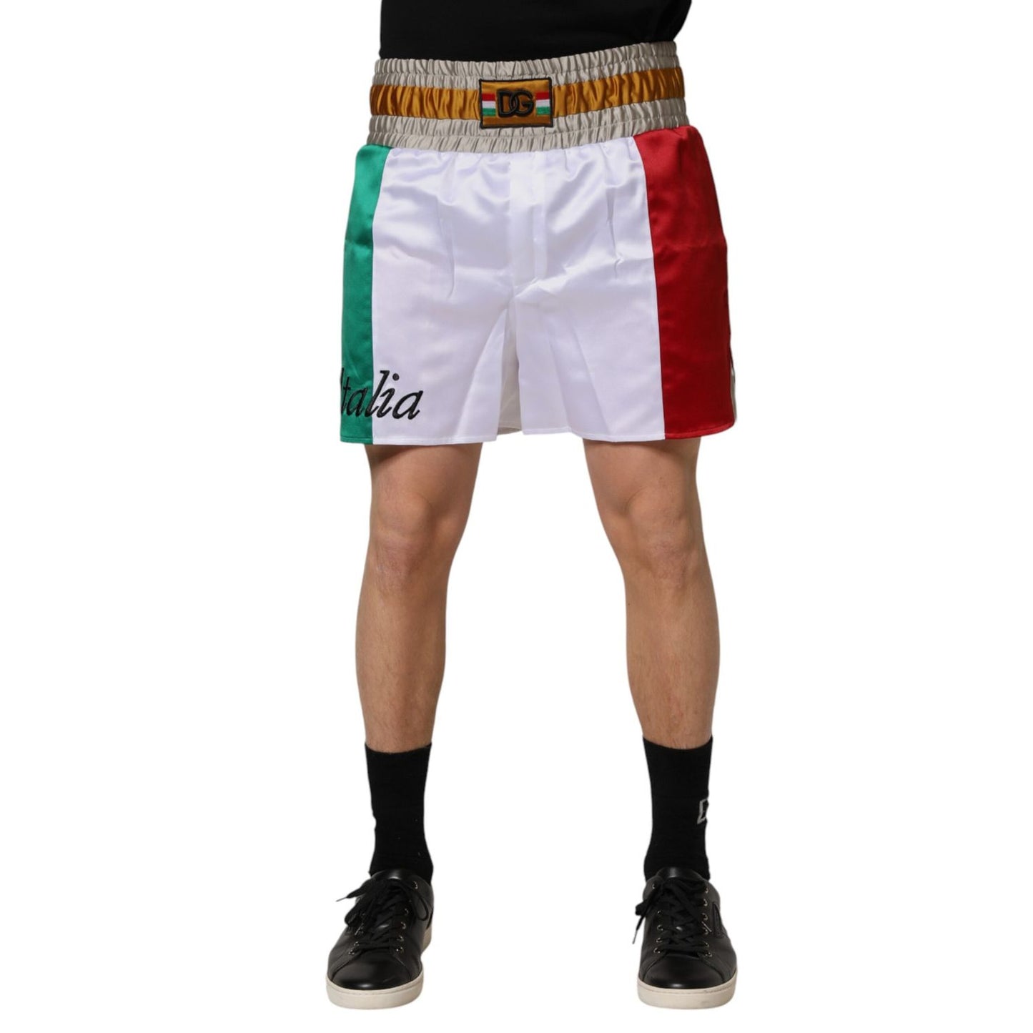 Dolce & Gabbana Multicolor Italia Polyester Bermuda Shorts
