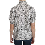 Dolce & Gabbana White Musical Instrument Collared Blouse Shirt