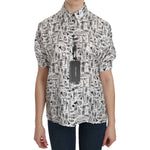 Dolce & Gabbana White Musical Instrument Collared Blouse Shirt