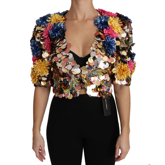 Dolce & Gabbana Crystal Sequined Floral Jacket Coat
