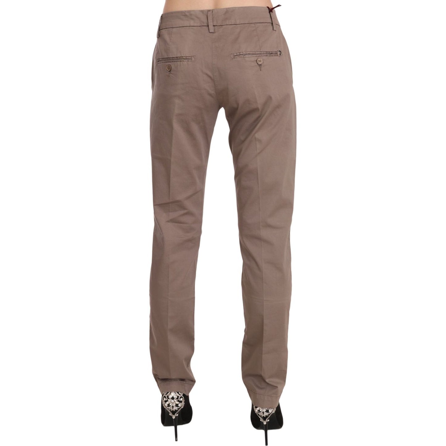 Dondup Brown Low Waist Straight Cut Trouser Pant