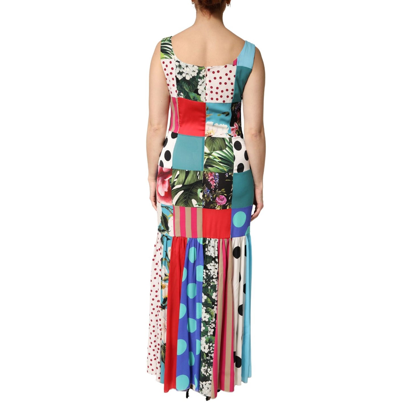 Dolce & Gabbana Multicolor Patchwork Silk Sleeveless Dress