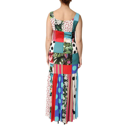 Dolce & Gabbana Multicolor Patchwork Silk Sleeveless Dress