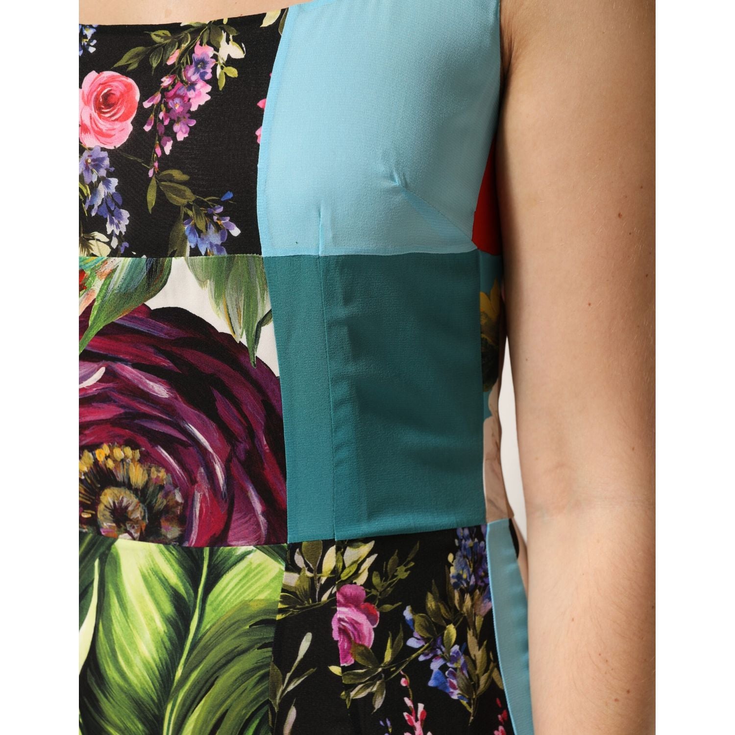 Dolce & Gabbana Multicolor Patchwork Silk Sleeveless Dress