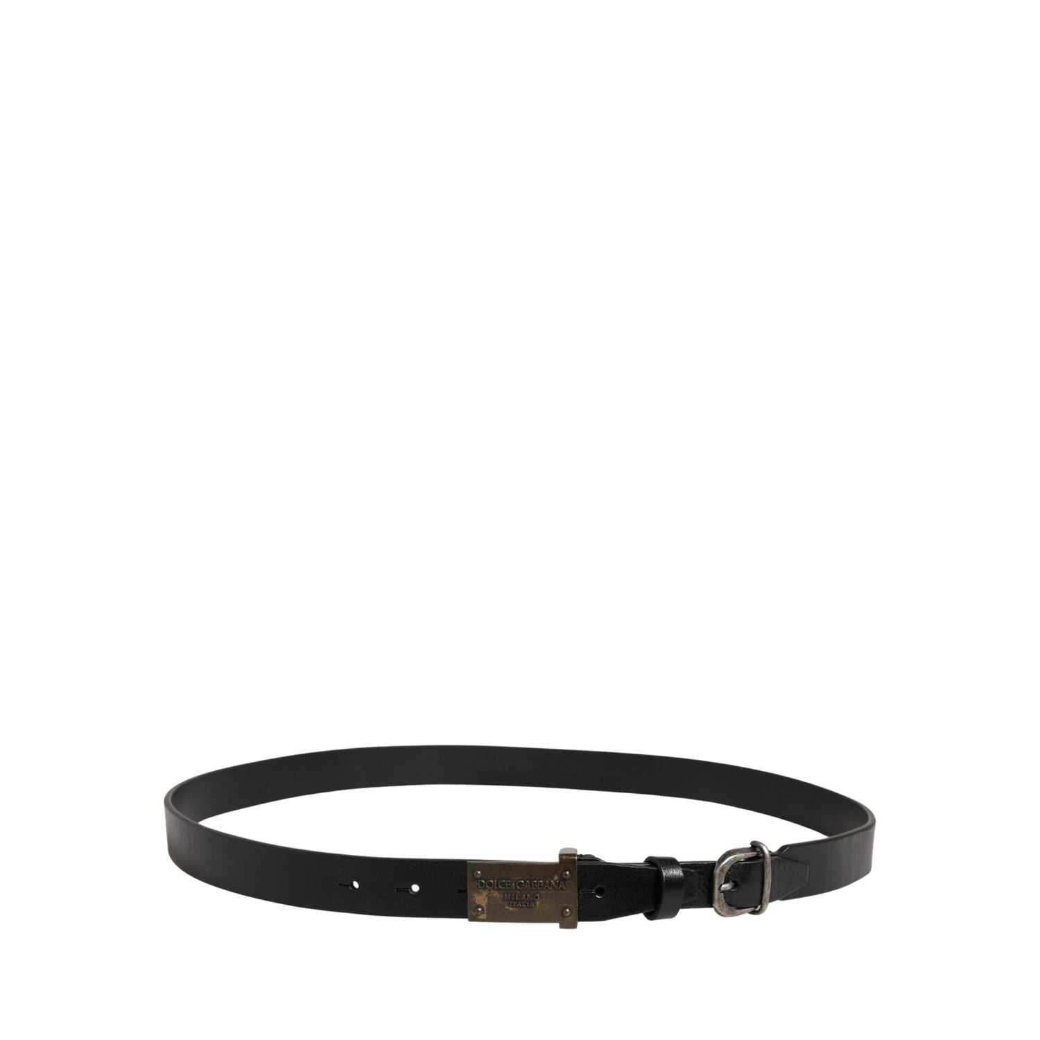 Dolce & Gabbana Men Black Classic Leather Logo Buckle Belt