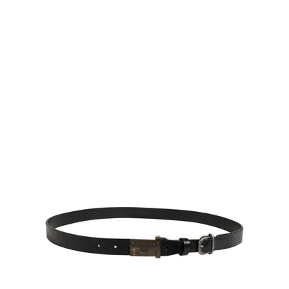Dolce & Gabbana Men Black Classic Leather Logo Buckle Belt