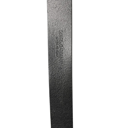 Dolce & Gabbana Men Black Classic Leather Logo Buckle Belt