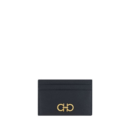 Ferragamo Black Calf Leather Bos Taurus Wallet