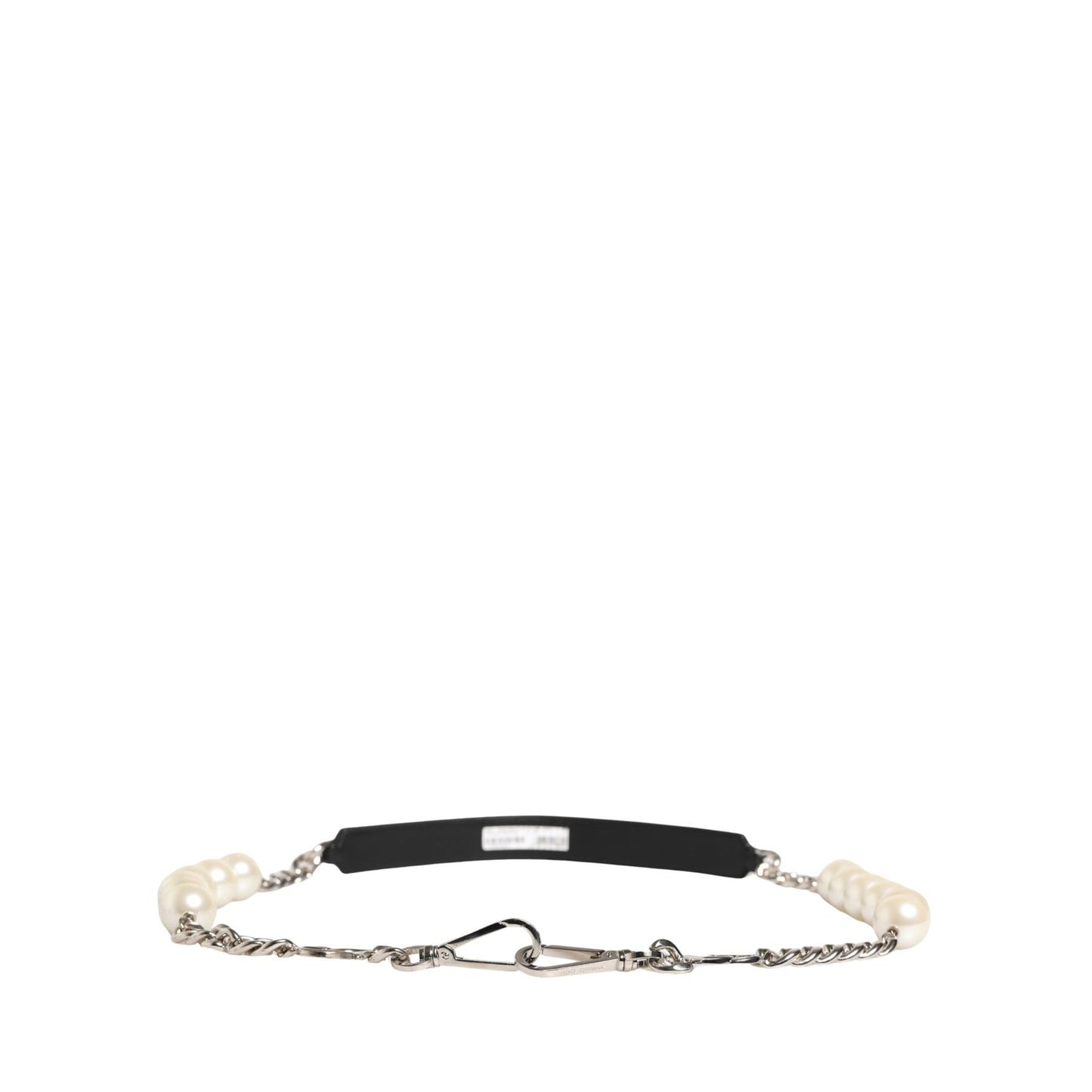 Dolce & Gabbana Black Leather Silver Chain Bag Accessory Shoulder Strap