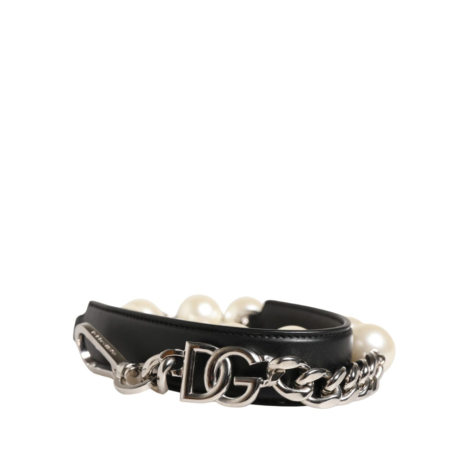 Dolce & Gabbana Black Leather Silver Chain Bag Accessory Shoulder Strap
