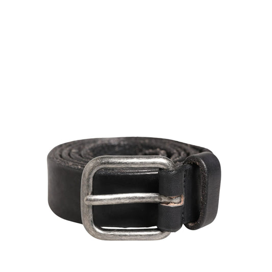 Daniele Alessandrini Men Black Leather Metal Buckle Belt