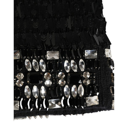 Dolce & Gabbana Black Wool Crystal Embellished Balaclava Hat