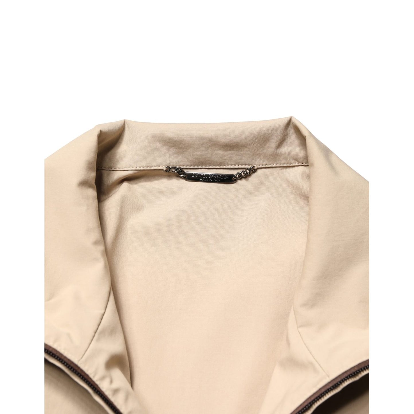 Dolce & Gabbana Brown Beige Cotton Zip Windbreaker Jacket
